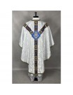 Semi-Gothic chasuble + stole, burse, maniple, chalice veil - jacquard fabric (16K)
