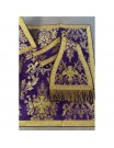 Roman purple chasuble + stole, maniple, burse and chalice veil (22K)