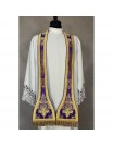 Roman purple chasuble + stole, maniple, burse and chalice veil (22K)