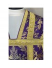 Roman purple chasuble + stole, maniple, burse and chalice veil (22K)