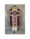 Roman purple chasuble + stole, maniple, burse and chalice veil (22K)
