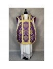 Roman purple chasuble + stole, maniple, burse and chalice veil (22K)