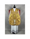 Roman chasuble + stole, maniple, burse and chalice veil (27K)