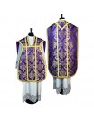 Roman purple chasuble + stole, maniple, burse and chalice veil (30K)