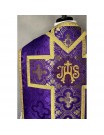 Roman purple chasuble + Stole, Maniple, Burse and Chalice Cover (31K)