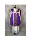 Roman purple chasuble + Stole, Maniple, Burse and Chalice Cover (31K)
