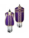 Roman purple chasuble + Stole, Maniple, Burse and Chalice Cover (31K)
