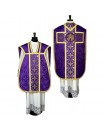 Roman purple chasuble + Stole, Maniple, Burse and Chalice Cover (31K)