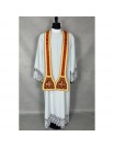 Red Roman chasuble + stole, maniple, burse, and chalice veil (32K)