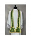 Roman green chasuble + stole, maniple, burse and chalice veil (33K)