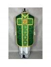 Roman green chasuble + stole, maniple, burse and chalice veil (33K)