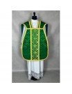 Roman green chasuble + stole, maniple, burse and chalice veil (33K)