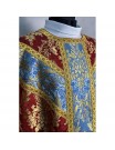 Semi-Gothic chasuble + stole, burse, maniple, chalice veil (37K)