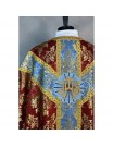 Semi-Gothic chasuble + stole, burse, maniple, chalice veil (37K)
