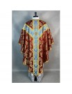 Semi-Gothic chasuble + stole, burse, maniple, chalice veil (37K)