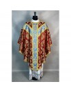 Semi-Gothic chasuble + stole, burse, maniple, chalice veil (37K)