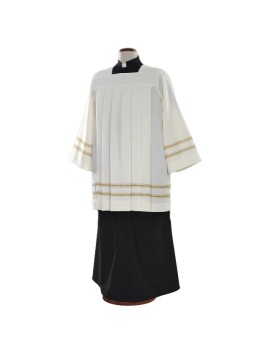 Priest surplice, ecru, machine-made, gold hem (15)