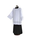 Priest surplice, white with machine-stitched, ash-gray hem (18)