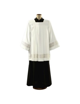 Ecru priest surplice, cotton insert - tropical fabric (22)