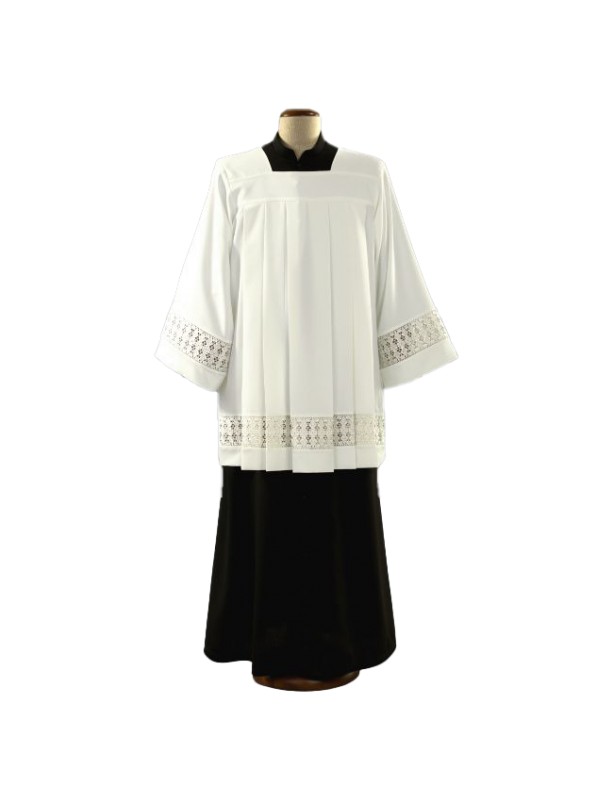 Ecru priest surplice, cotton insert - tropical fabric (22)
