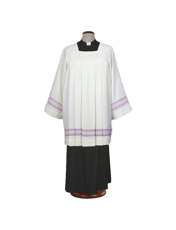 Priest surplice decorated with delicate purple embroidery (30)