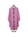 Pink chasuble with woven stripes (A1)