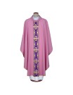 Pink chasuble with woven stripes (A1)