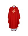 Embroidered chasuble, red with cross motif (A4)