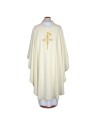 Embroidered chasuble, ecru with cross motif (A5)