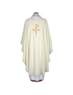 Embroidered chasuble, ecru with cross motif (A5)
