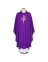 Embroidered chasuble, purple with cross motif (A6)