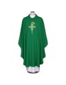 Embroidered chasuble, green with cross motif (A7)