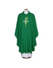 Embroidered chasuble, green with cross motif (A7)