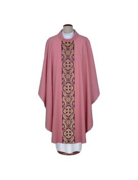 Pink chasuble with woven belt (A8)