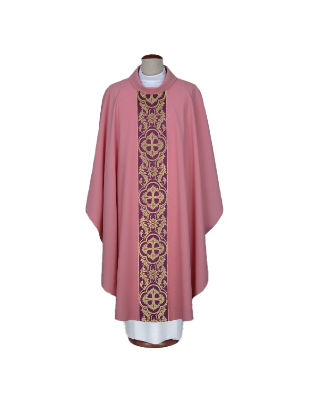 Pink chasuble with woven belt (A8)