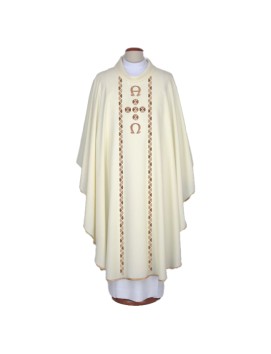 Ecru embroidered chasuble Alfa and Omega (A14)