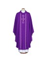 Purple embroidered chasuble Alfa and Omega (A15)