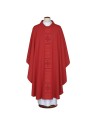 Red embroidered chasuble with cross motif (A17)