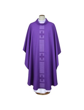 Purple embroidered chasuble with cross motif (A19)