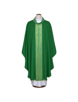 Green embroidered chasuble with cross motif (A23)