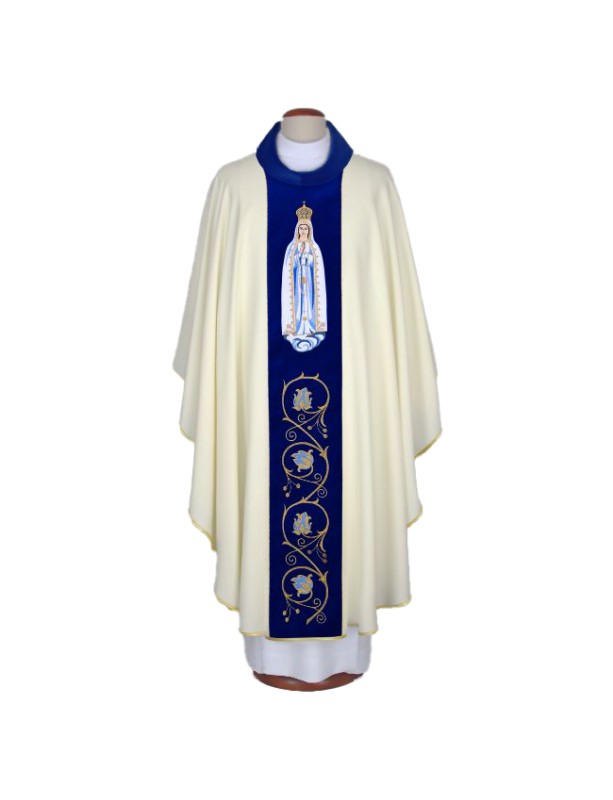Chasuble brodée avec image de Notre-Dame de Fatima (A26)