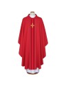 Red embroidered chasuble with cross motif (A33)