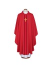 Red embroidered chasuble with cross motif (A33)