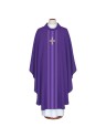 Purple embroidered chasuble with cross motif (A35)