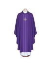 Purple embroidered chasuble with cross motif (A35)