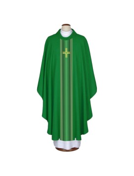Green embroidered chasuble with cross motif (A36)
