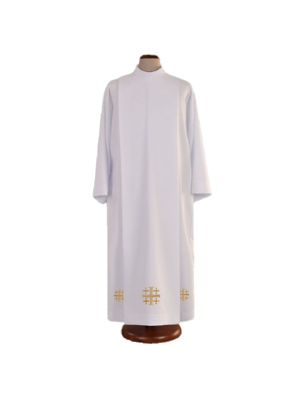 Priest's alb, embroidered Jerusalem crosses (A42)