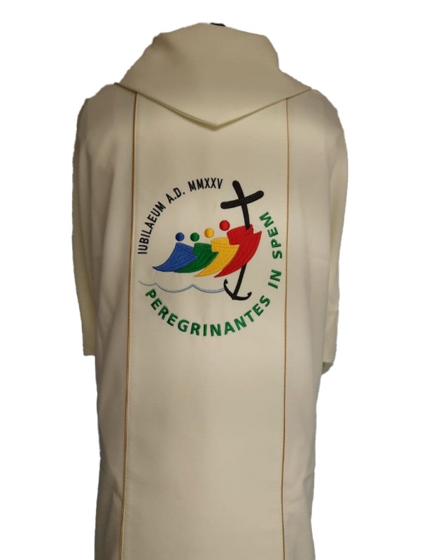 Embroidered chasuble, ecru Jubilee 2025 Rome (inscription in Latin)