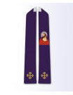 Purple Lenten Liturgical Stole with Embroidered Christ Figure and Gold Cross Motifs