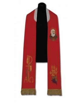 Père Pio étole rouge de prêtre